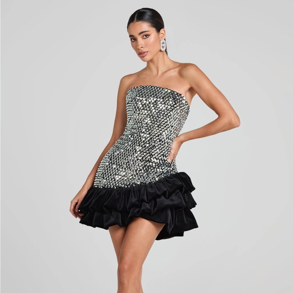 Nadine Merabi Francesca Silver Dress